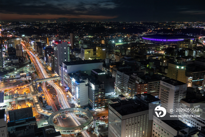 新横浜駅前の夜景　night view of Shin-Yokohama station