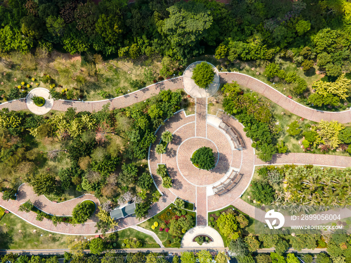 Aerial photography outdoor city park lake square scenery