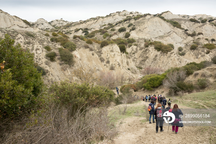 Calanchi of Aliano (Matera). The park of the Aliano gullies, clay sculpture caused by rainwater eroded the surface. The badlands of Basilicata, a lunar landscape in South Italy