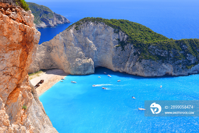 Navagio Beach on Zakynthos Island in Greece