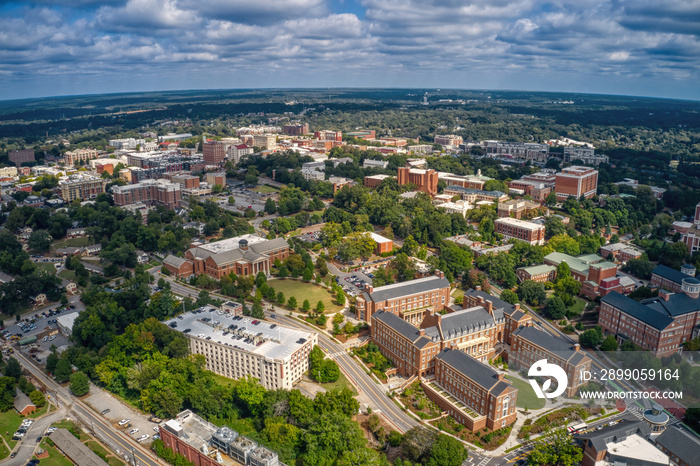 Aerial View of a large Public University in Athens, Georgia