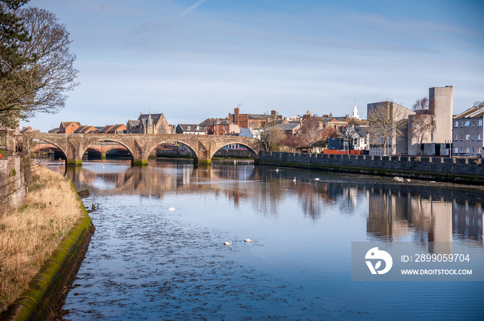 River Ayr in the Scottish town of Ayr on a spring morning