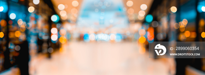 Blurred image of interior in shopping mall.