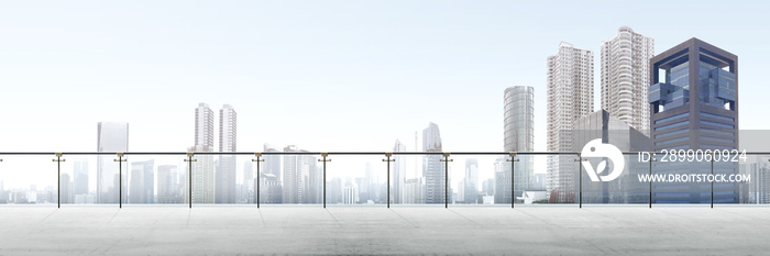 Empty modern terrace area with city view