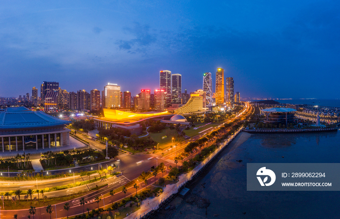 鸟瞰厦门全貌夜景