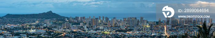 Honolulu skyline at blue hour