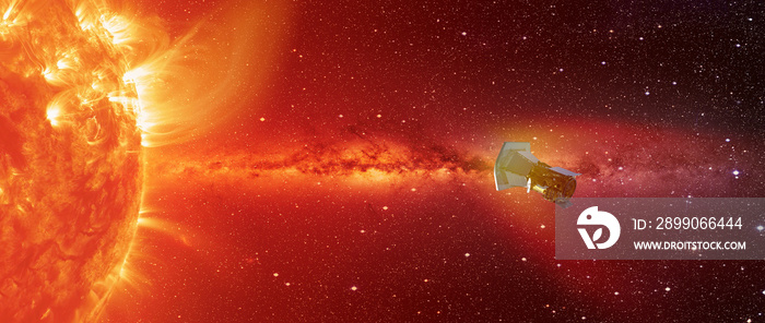 Parker Solar Probe approaching to  sun  Elements of this image furnished by NASA