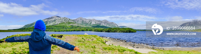 Panorama Child on Connemara Lake Ireland