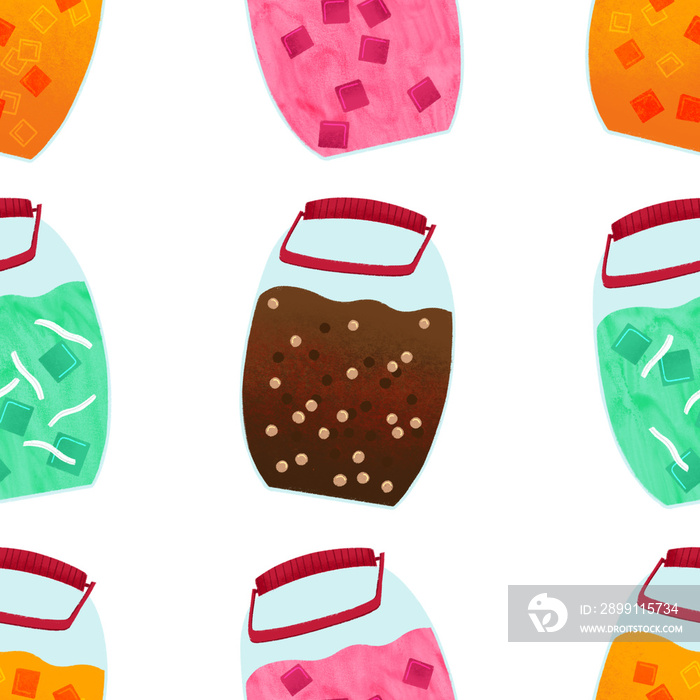 Filipino samalamig sweet chilled beverages in jars illustrated pattern