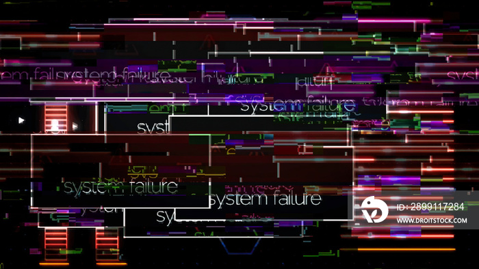 Program on the computer screen interrupted by system failure message, digital security concept. Anim