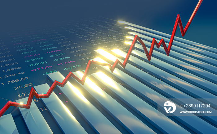 Chart Steigerung Aktien, Anlagen und Börse