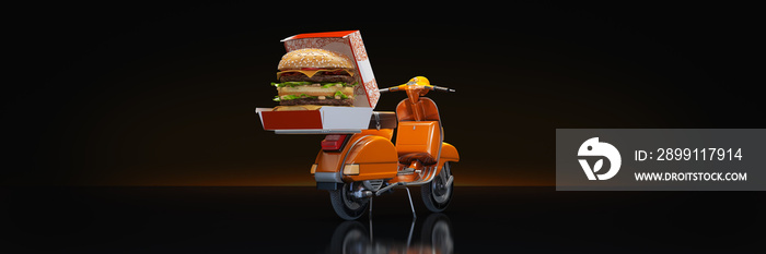 Hamburger Delivery. 3d rendering