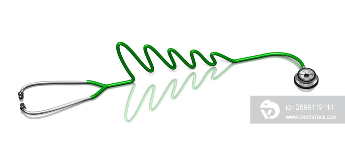 3D illustration of a stethoscope reflecting as a Christmas tree.