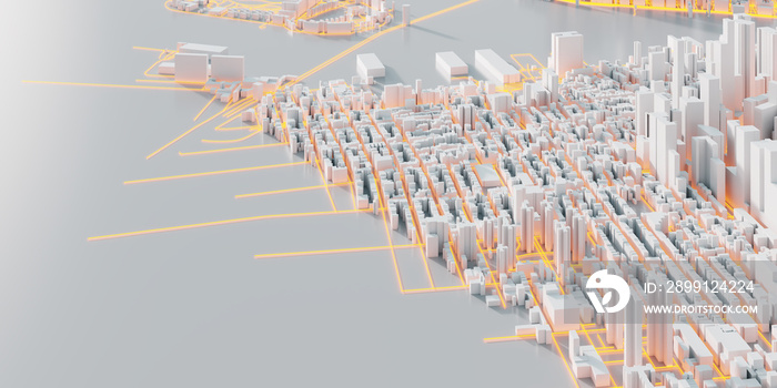 Techno mega city; urban and futuristic technology concepts, original 3d rendering