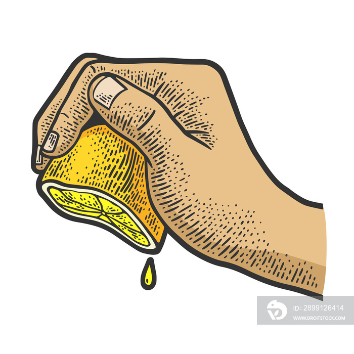 hand squeezes lemon juice sketch raster