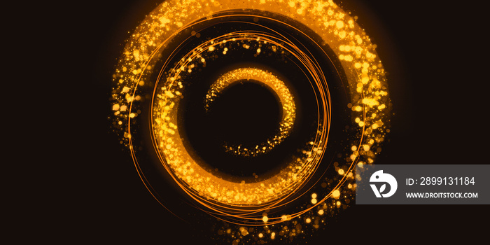 金色闪光圈抽象漩涡光效闪耀星尘3d插图