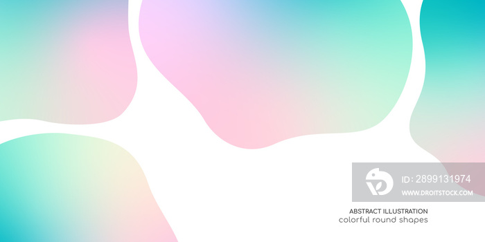 Abstract colorful pastel gradient round shapes on white background.