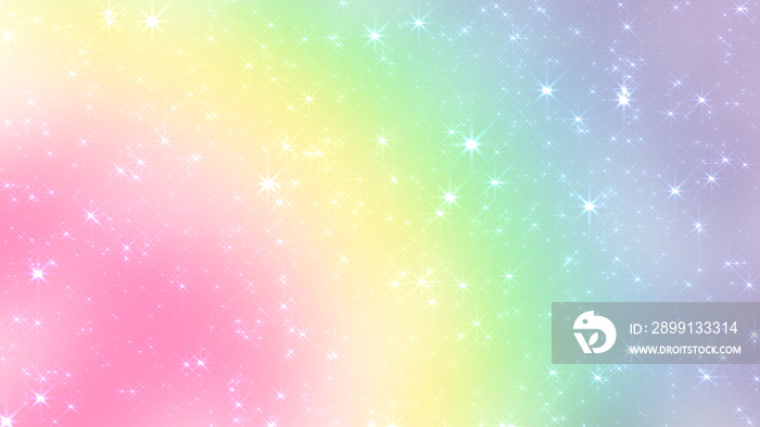 Holographic Abstract Kawaii universe princess colors Fantasy Pastel Fairy rainbow stars and blurs ba