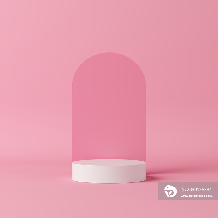 3d render abstract pastel color mock up scene. white podium and pink background for product.