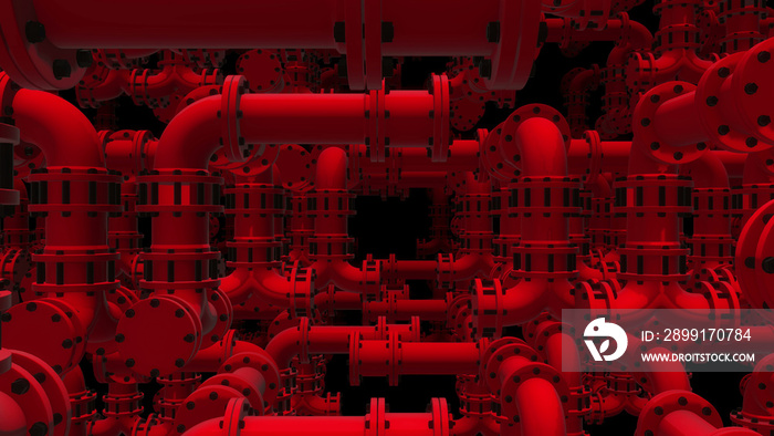 Red Pipes Tunnel Background 3d render