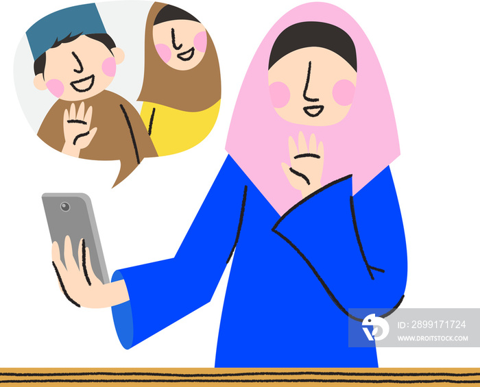 Hijab woman video call