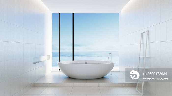 海滩浴室-豪华现代酒店/3D渲染内饰