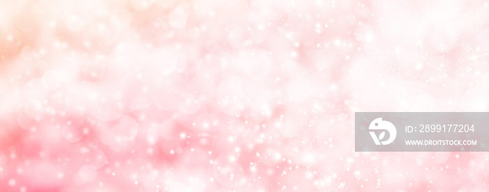 奢华优雅的珊瑚粉玫瑰色Bokeh Sparkles and Glitters for Background，Banner，Card，Print