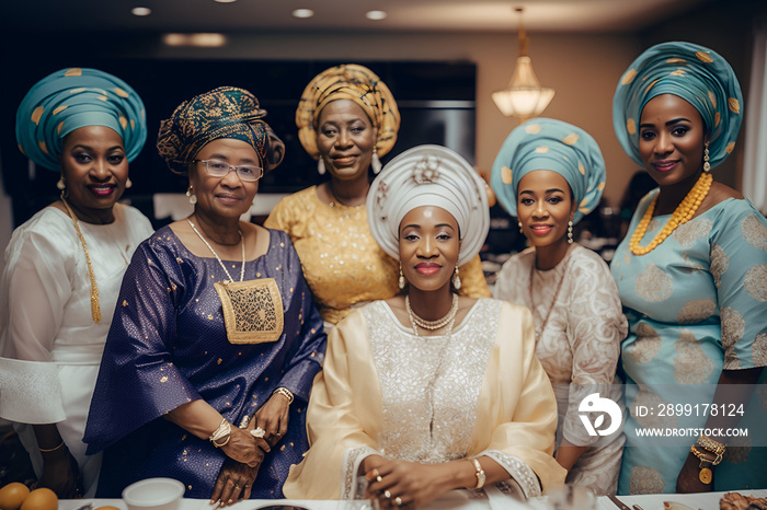 A portrait of a group of happy women posing