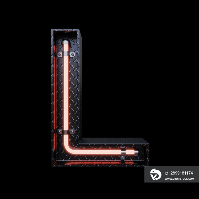 带有红色霓虹灯的霓虹灯字母L。
