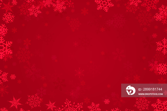 雪花背景的红色圣诞冬季贺卡横幅