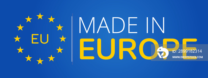 made in Europe blue and yellow symbol 3d-illustration