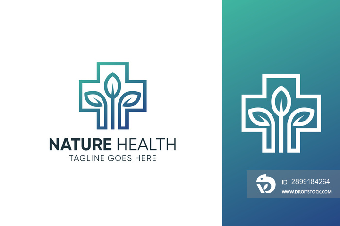 Leaf Nature Medical pharmacy logo template