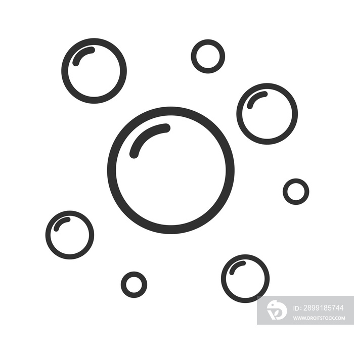 Soap bubbles icons. Soap foam, fizzy drink, oxygen bubble pictogram, effervescent effect vector illu