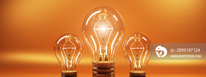 bulb on orange background. 3D rendering.