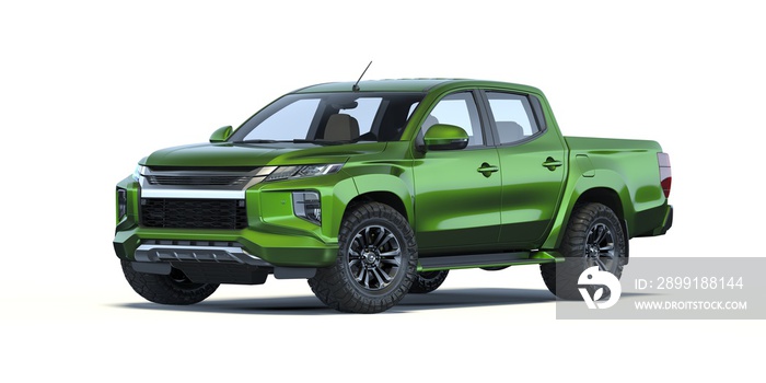 3D rendering of a brand-less generic pickup truck in studio environment