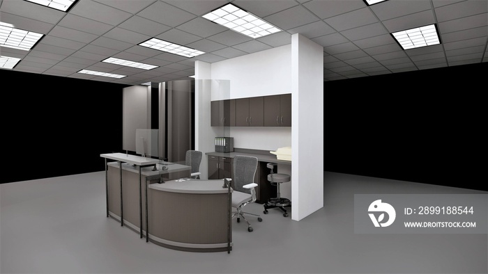 3d model of modern nurse station in hospital