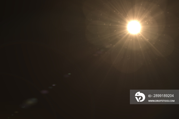 Natural, lens flare on the black background