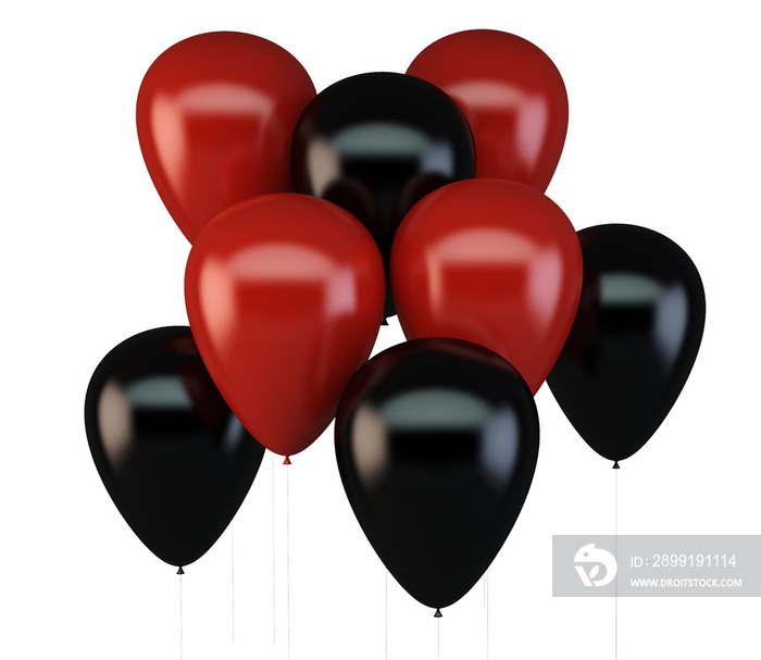 red and black balloons isolated