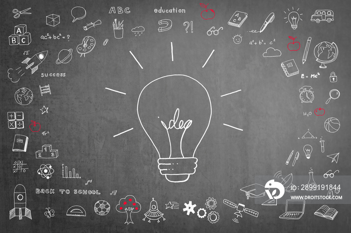 Idea light bulb doodle creative thinking on education success