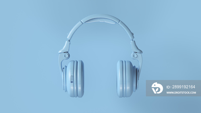 浅蓝色现代耳机3D插图3D渲染