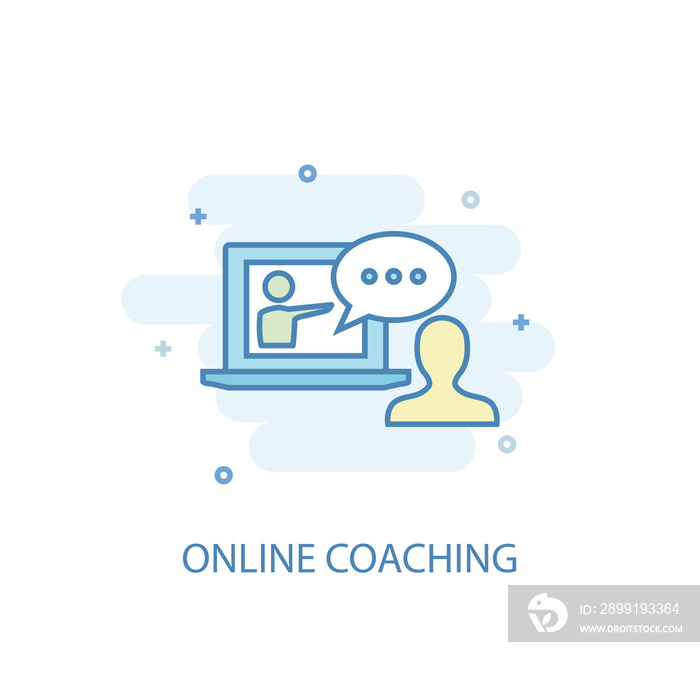 Online coaching concept trendy icon. Simple line, colored illustration