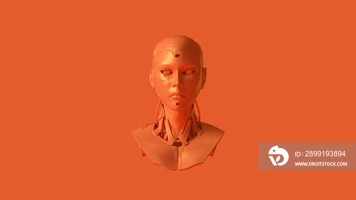 Orange Cyborg Bust 3d illustration 3d render
