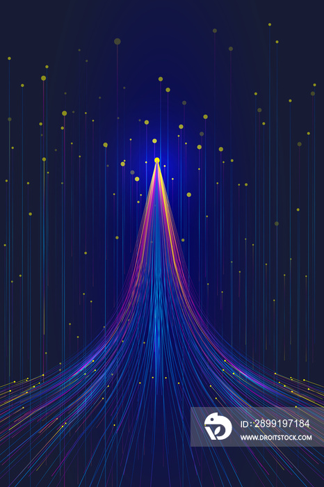 The luminous line that radiates upward, Internet science and technology big data background