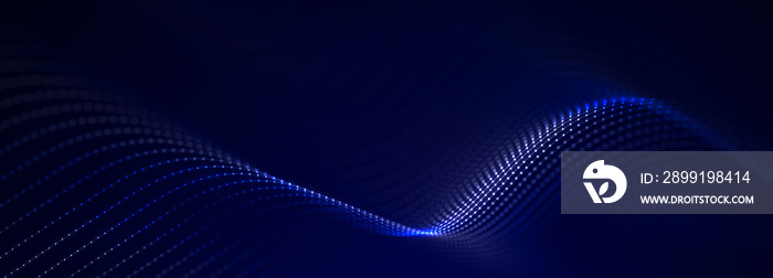 Futuristic wave with points. Big data. Dynamic wave background. 3d rendering