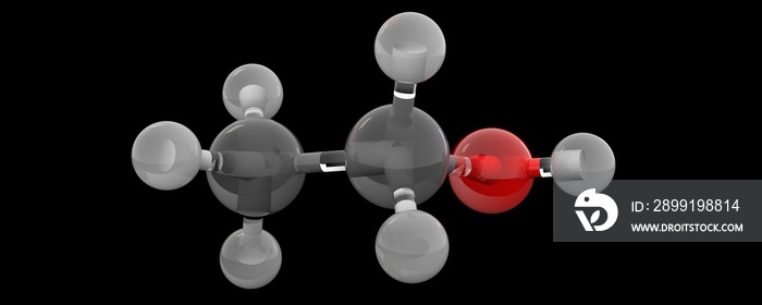 3d glass chemical structure ethanol molecule