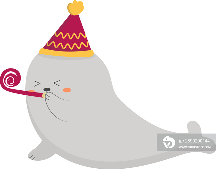 Seal in party illustration