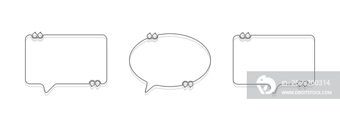 Set of speech bubble quote icons outline style. Flat design