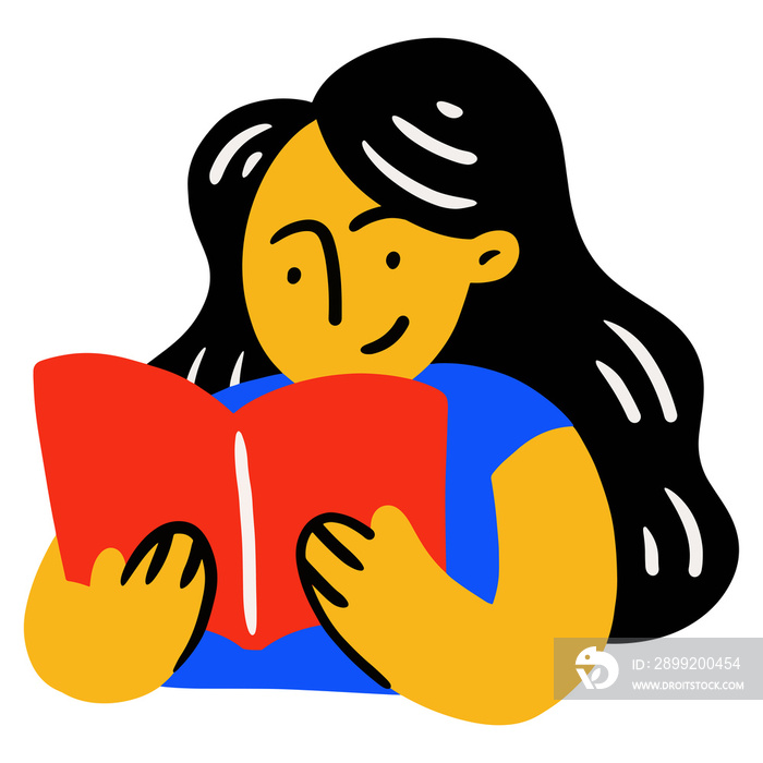 Cute Girls reading the book in trendy illustration and color for back to school theme design