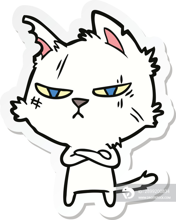 sticker of a tough cartoon cat