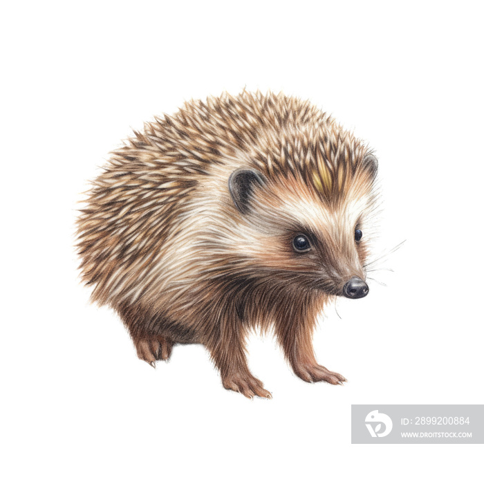 Coloured Pencil Sketch of hedgehog Animal on Paper, Pencil handsketched illustration of hedgehog